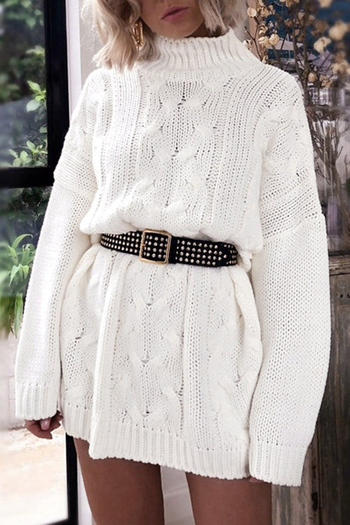 Sunrise Calm High-Neck Sweater Dress