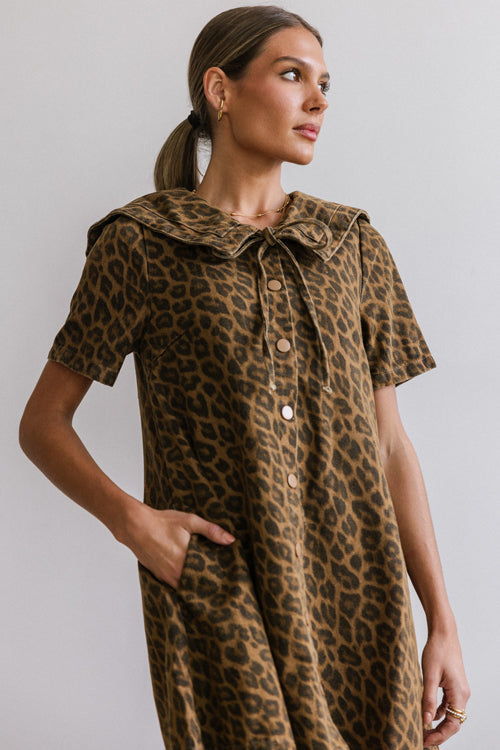 Occasion Maker Leopard Print Denim Mini Dress
