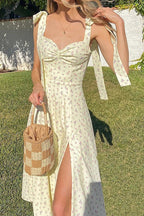 Embrace The Sun Print High-Slit Midi Dress