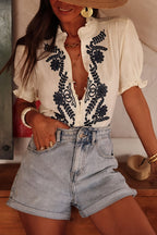 Delightful Fave Embroidered Short Sleeve Top
