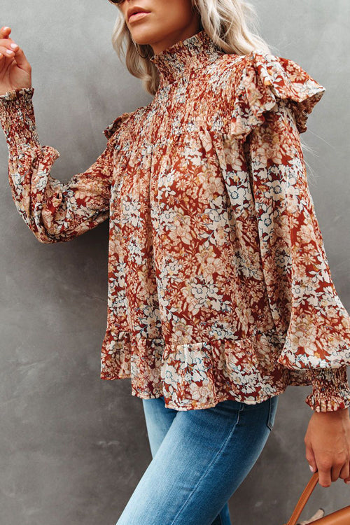 Sipping On Affection Printed Smocked Top