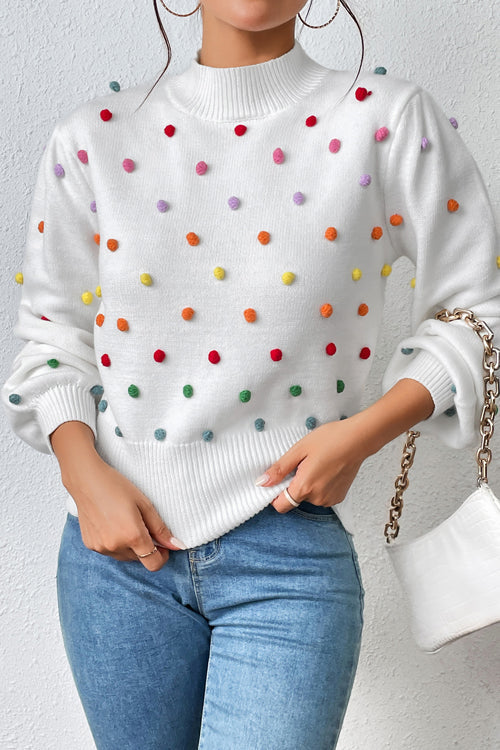 Endlessly Cozy Colorful Dots Long Sleeve Sweater
