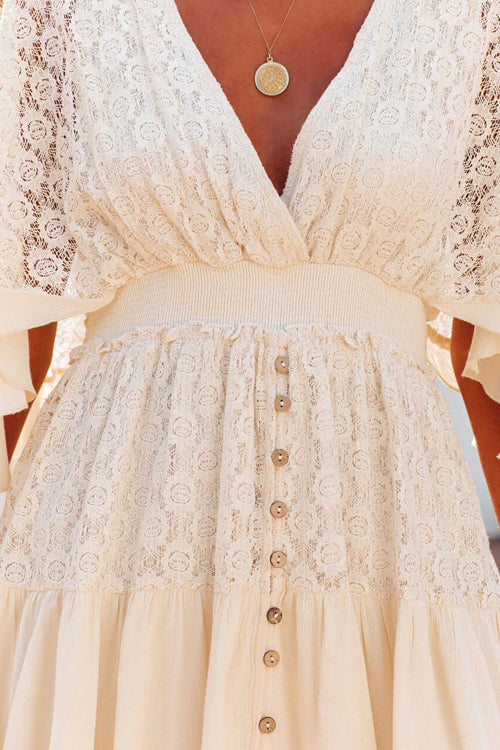 Enchanted Date Lace V-Neck Mini Dress
