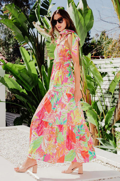 Bloom With A View Print Sleeveless Maxi Dress