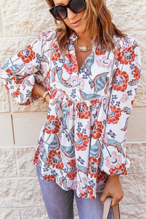 Golden Afternoon Print Long Sleeve Top