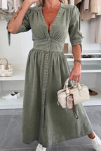 On This Delightful Day Button Down Denim Maxi Dress