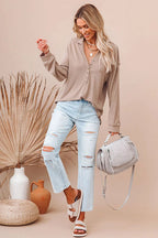 Less Is More Button Up Knit Top
