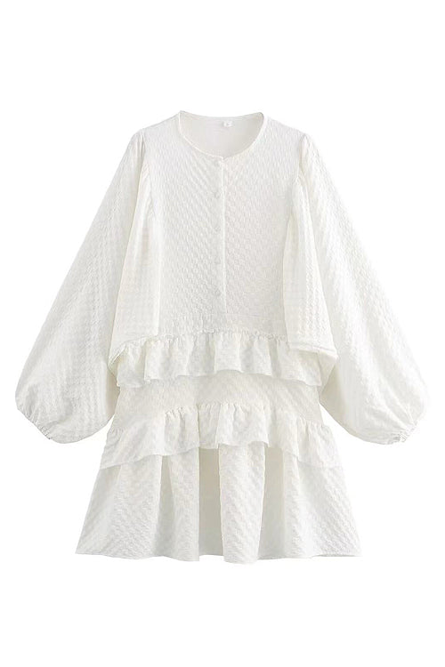 A New Day Crochet Lace Long Sleeve Mini Dress