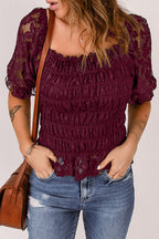 Sweetly Sentimental Lace Pleated Short Sleeve Top