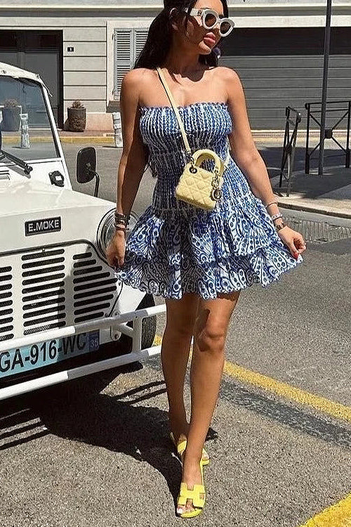 Delightful Like You Pleated Mini Dress - Blue