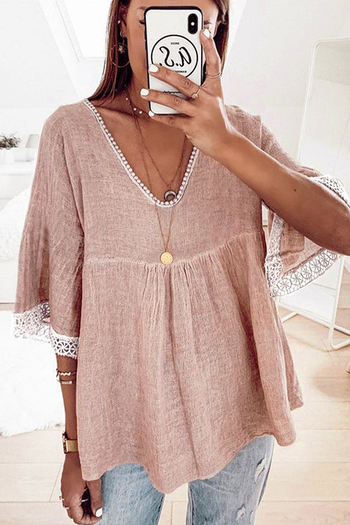Clear Favorite Breezy Lace Half Sleeve Top