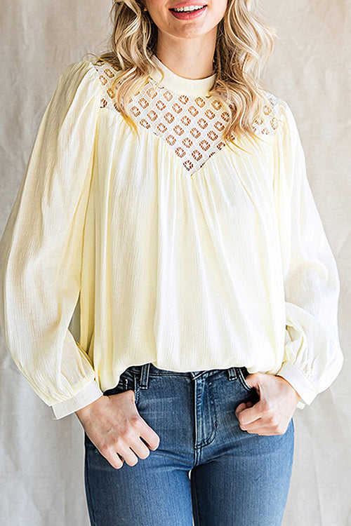 Romance-Inspired History Lace Balloon Long Sleeve Top