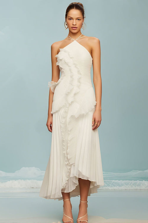 Blissful Hues Halter Neck Pleated Maxi Dress
