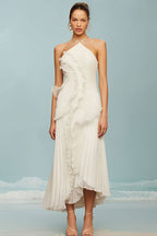 Blissful Hues Halter Neck Pleated Maxi Dress