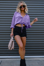 My Everyday Best Denim Cropped Long Sleeve Top