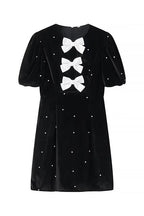 Ioanna Embellished Bow Velvet Mini Dress