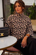 Snuggly Days Leopard Mock Neck Sweater