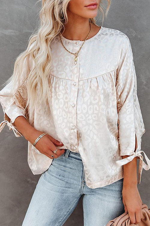 Charming New Day Print Babydoll Button Up Top