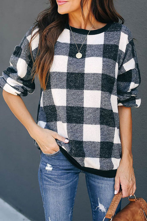 All at Once Gingham Long Sleeve Pullover