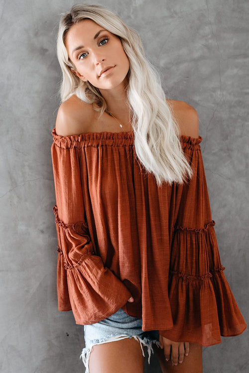 In the Breeze Ruffle Off Shoulder Shirt