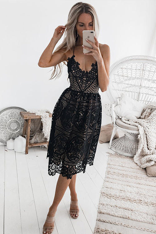 Take Me Out Tonight Lace Midi Dress