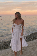Embrace The Sun Print High-Slit Midi Dress