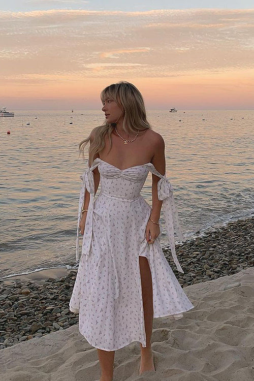 Embrace The Sun Print High-Slit Midi Dress
