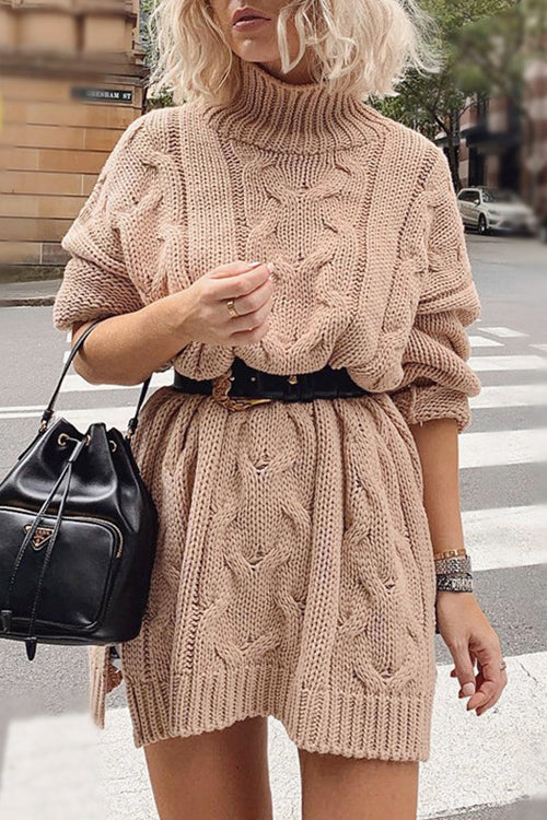 Sunrise Calm High-Neck Sweater Dress