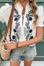 Delightful Fave Embroidered Short Sleeve Top