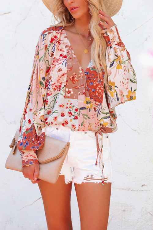 Blooming Season Floral Drawstring Top