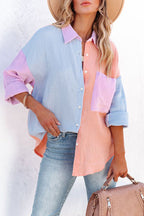 Open-Air Day Colorblock Button Down Top