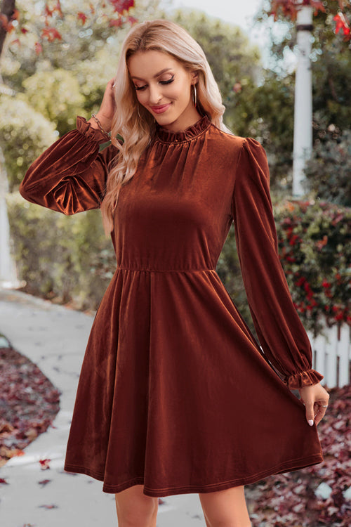 Can't Help But Affection Velvet Long Sleeve Mini Dress