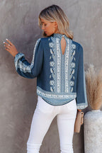 Affection Always Print Smocked Long Sleeve Top