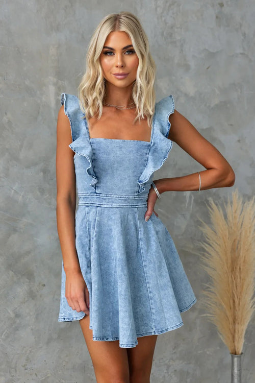 Summer Muse Medium Wash Denim Mini Dress