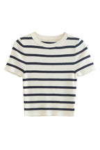 Cool Muse Essence Striped Short Sleeve Knit Top