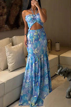 Incredible Affection Cutout Print Maxi Dress