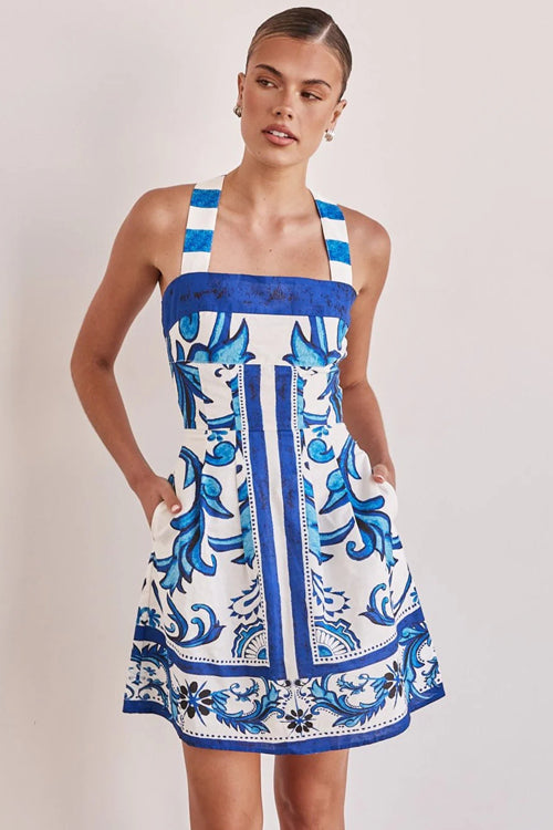 Exuberant Chicness Print Sleeveless Mini Dress