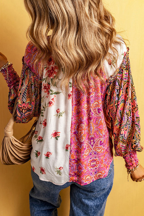 Vibrant Mood Floral Print Smocked Long Sleeve Top