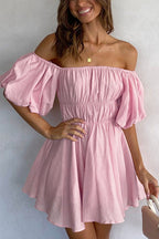 Striking Inspiration Off The Shoulder Flare Mini Dress