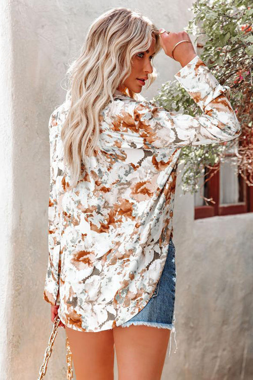 Affection Game Floral Print Button Up Top