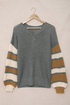 Warm Affection Striped Button Up Knit Sweater