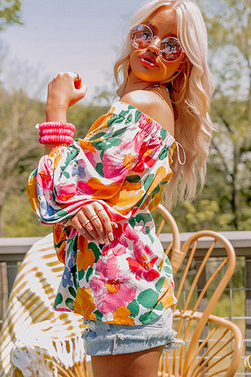 Worth The Wait Floral Print Off Shoulder Top
