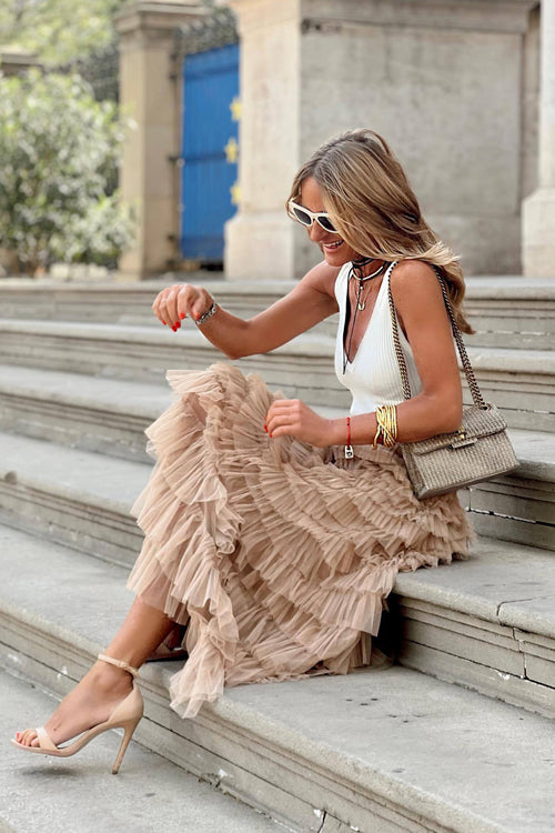 Superbly Striking Layered Tulle Maxi Skirt