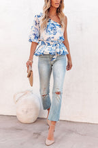 Hello Radiant One-Shoulder Printed Top