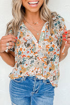 Feel The Delight Floral Print Short Sleeve Top