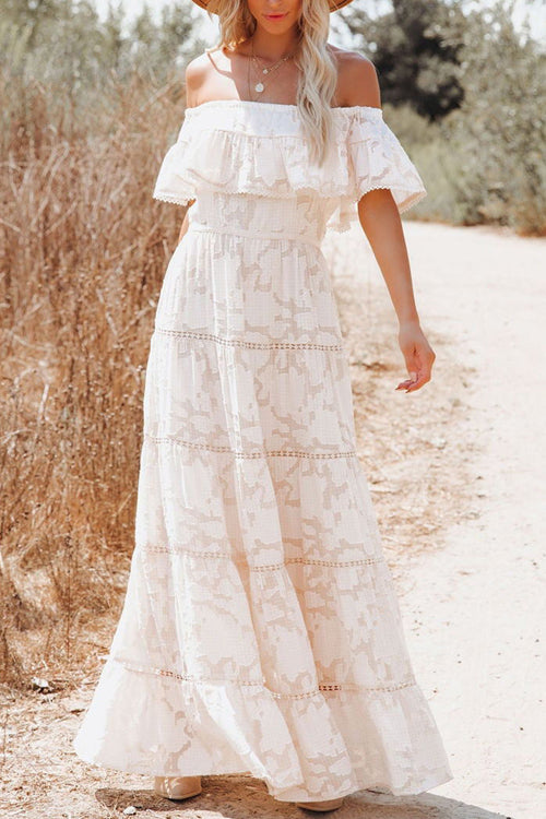Absolutely Striking White Lace Embroidered Maxi Dress