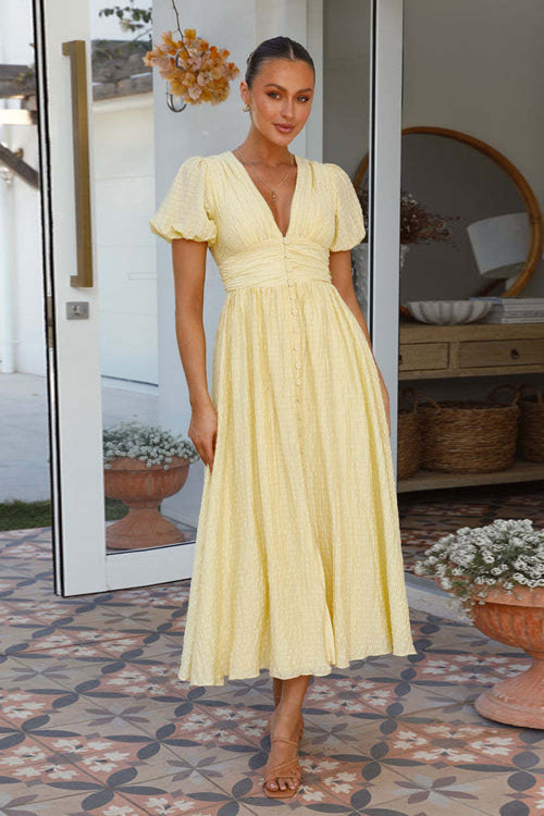 Radiant Soul Puff Sleeve Maxi Dress