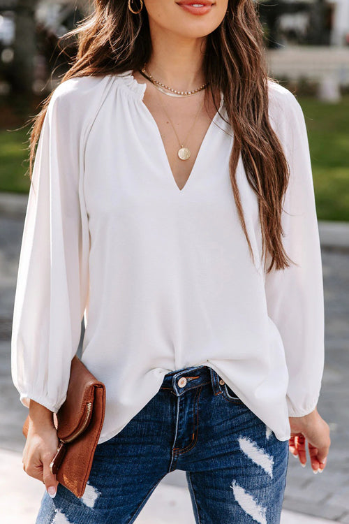 Enternally Bold V-Neck Long Sleeve Top