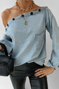 Today's Mood Off Shouldr Denim Top