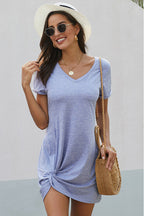 Romance-Inspired Effect Short Sleeve Mini Dress